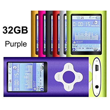 G.G.Martinsen Purple 32GB Versatile MP3/MP4 Player with Photo Viewer, Mini USB Port Slim 1.78 LCD, Digital MP3 Player, MP4 Player, Video Player, Music Player, Media Player