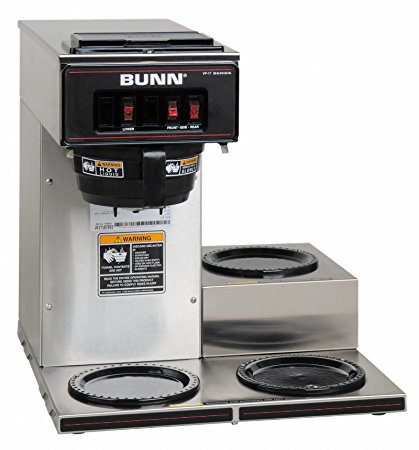 BUNN 13300.0003 VP17-3SS3L Pourover Commercial Coffee Brewer with Three Lower Warmers, Stainless Steel