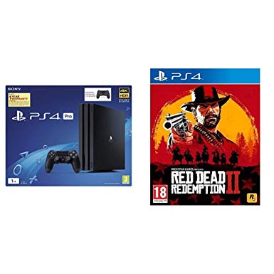 Sony PS4 Pro 1TB Console with one Additional Controller Pasted Outside Box & Red Dead Redemption - 2 (PS4)