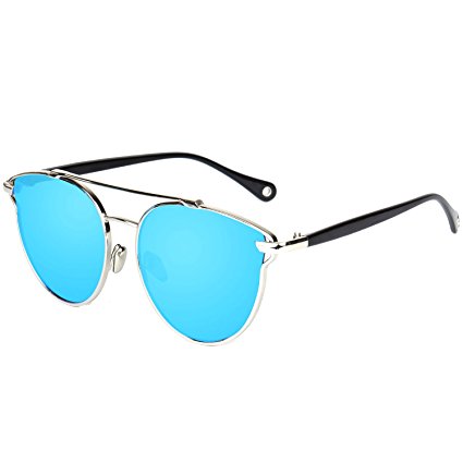 SojoS Mens Womens Stylish Round Metal Frame Flash Mirror Lens Fashion Sunglasses SJ1035