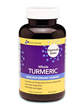 Whole Turmeric (by InnovixLabs). Made with Organic Turmeric Root. Non-GMO, Vegan. 90 Capsules.