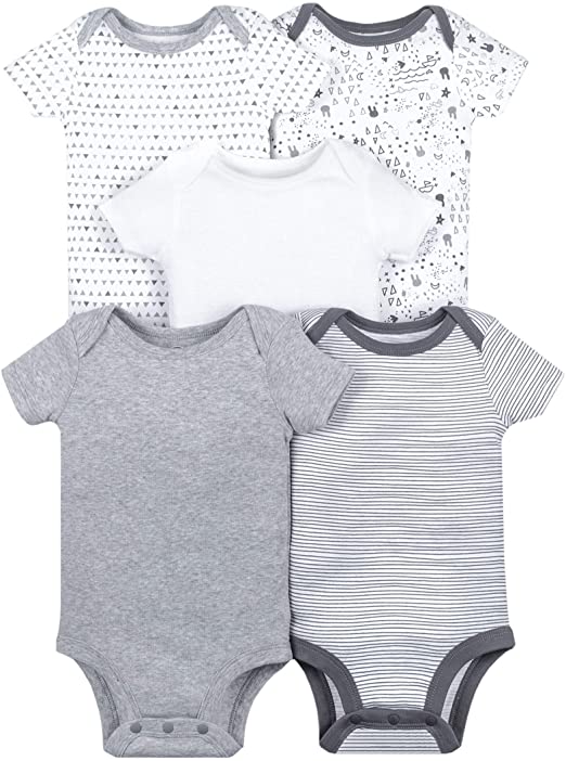 Lamaze Unisex-Baby LA1304368I18 Organic 5 Pack Shortsleeve Bodysuits Layette Set