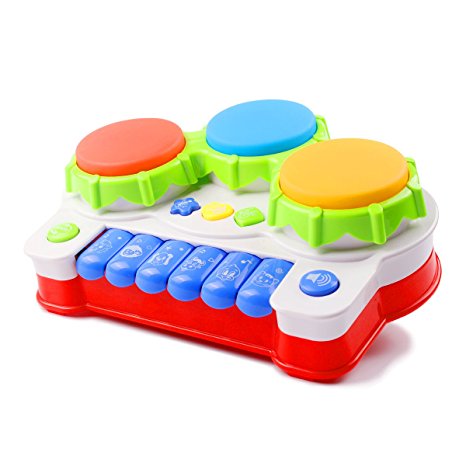 Baby Music Toy,AMOSTING Learning and Development Fun Toddler Toys Musical keyboard Drums Set for Babies Early Educational Game