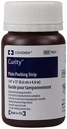 Curity Plain Packing Strip - 1/4 x 5 Yds - Plain - Bottle - Each