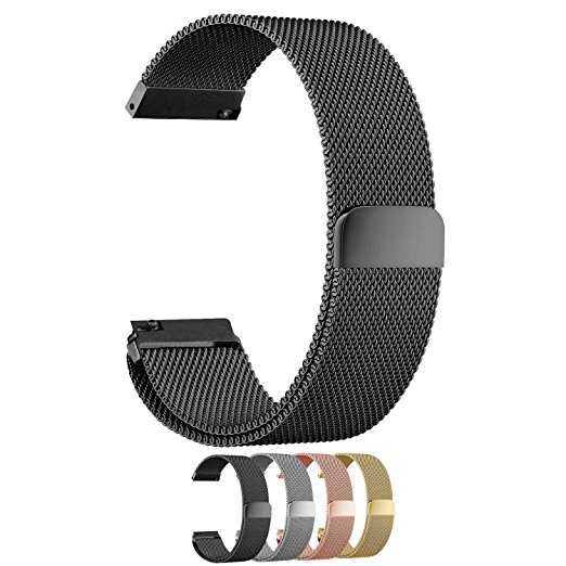 Cbin Quick Release Bracelet - Choice of Color and Width 14mm / 16mm / 18mm / 20mm / 22mm / 24mm Stainless Steel Fully Magnetic Closure Milanese Watch Bands for Men and Women