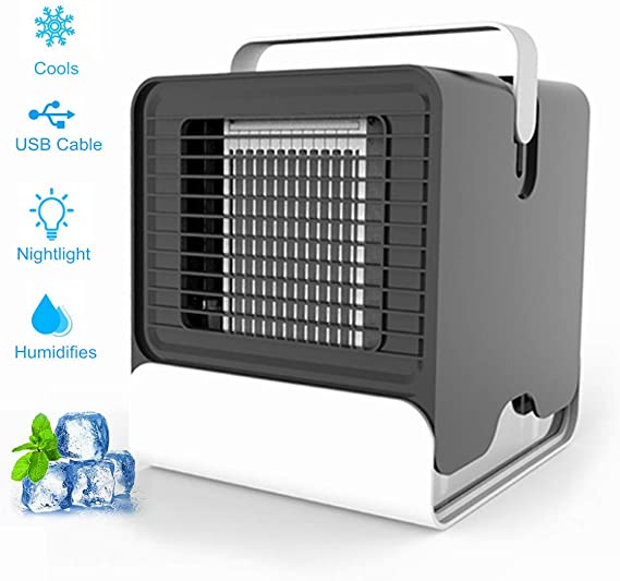 Berfeew Air Conditioner Portable,Mini Air Conditioner,Personal Air Cooler,Mini AC with Night Light,Fans for Bedroom,Office,Home,Black