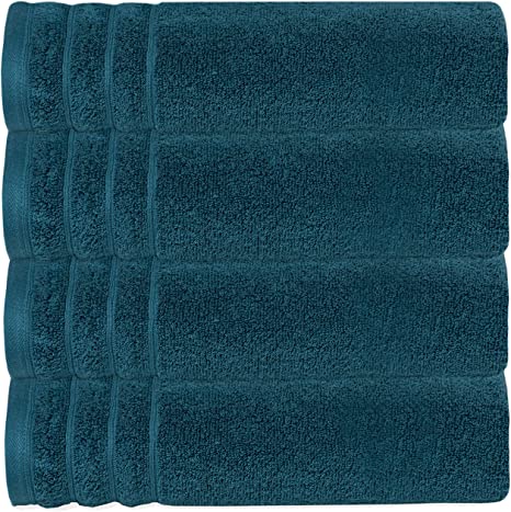 GLAMBURG Premium Quality - Super Soft Zero Twist 4 Pack Bath Towel Set - 100% Pure Cotton - 4 Oversized Bath Towels 30x54 - Luxurious Light Weight Quick Dry & Absorbent - Teal
