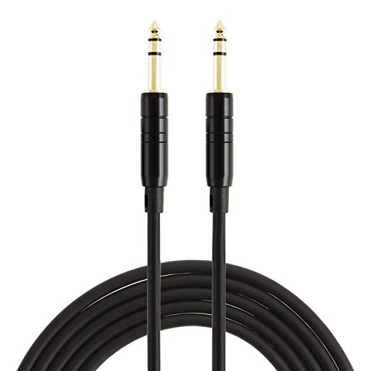 1/4’’ TRS Cable,CableCreation [2-Pack 33FT] 1/4 Inch to 1/4 Inch 6.35mm Balanced Stereo Audio Cable for Studio Monitors,Mixer,Yamaha Speaker/Receiver,Black