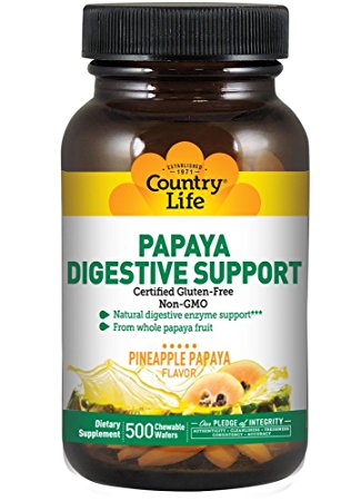 Country Life Papaya Digestive Support 500 Wafers