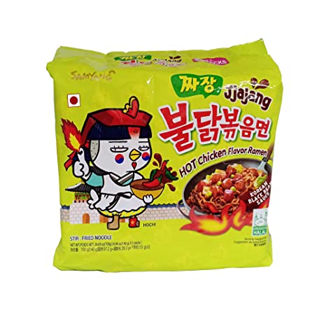 Samyang Hot Chicken Ramen Jjajang Noodles, 5 X 140 g