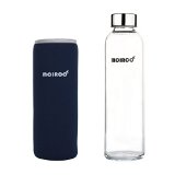 MCIRCO 18oz Outdoor Portable Borosilicate Glass Water Bottle with Nylon Cover and Brushes Blue