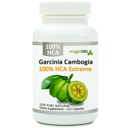 100 HCA Pure Garcinia Cambogia EXTREME - Highest Potency ANYWHERE - 120 Caps - 1-2 Month Supply of Fast Action Diet Pills Fat Burner Carb Blocker  Appetite Suppressant for Weight Loss by MagixLabs