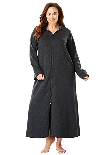 Dreams & Co. Women's Plus Size Hooded Fleece Robe