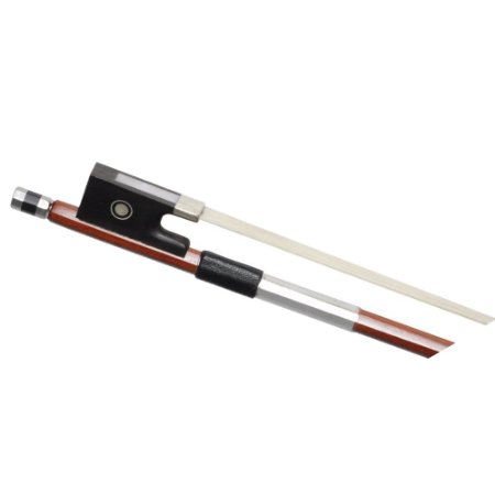ADM 1/4 Size Well Balanced Brazilwood Violin Bow with Wood Stick, Horsehair, Ebony Frog with Pearl Eye and Pearl Slide, Nickel Silver Mounted