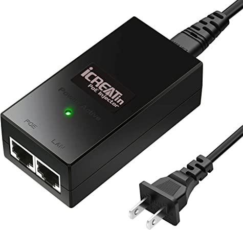 iCreatin 24V Gigabit POE Injector, 24V DC Passive PoE Adapter for Ubiquiti POE-24-12W-G, POE-24-12W-G-WH, POE-24-7W-G-WH, for TP-Link TL-PoE2412G and Mikrotik PoE Devices