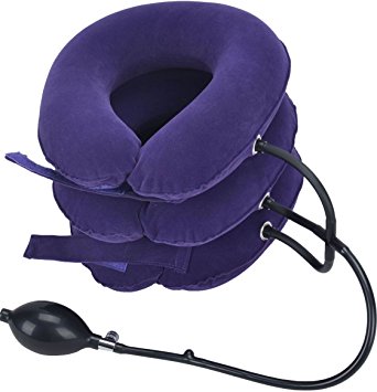 AshopZ Fashion Portable Cervical Neck Traction Collar Inflatable Device,Purple