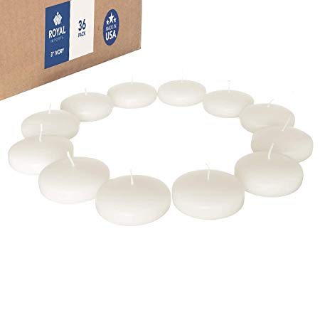 Royal Imports Floating disc Candles for Wedding, Birthday, Holiday & Home Decoration, 3 Inch, Ivory Wax, Set of 36