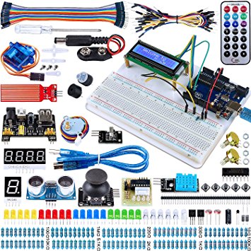 Miuzei UNO R3 Starter Kit Compatible with Arduino including Breadboard Holder, LCD and Sensors MA05