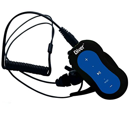 Diver (TM) Waterproof MP3 Player. 4 GB. Kit Includes Waterproof Earphones. NEW. (Blue)