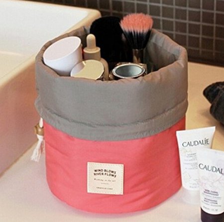 Makeup bag - Mr.Pro Waterproof Travel Kit Organizer Bathroom Storage Cosmetic Bag Carry Case Toiletry Bag (Cylinder Red)
