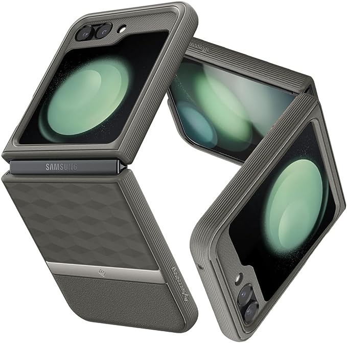 Caseology Parallax 3D Ergonomic Pattern Protective Case Compatible with Samsung Galaxy Z Flip 5 Case (2023) - Ash Gray