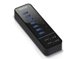USB 30 Hub HooToo 7 Port Hub with 2 Smart Charging Ports for iPhone iPad Samsung and more 12V5A Power Adapter 8 Feet Cable Suppport PC Mac High Performance For Personal Business Gaming Black