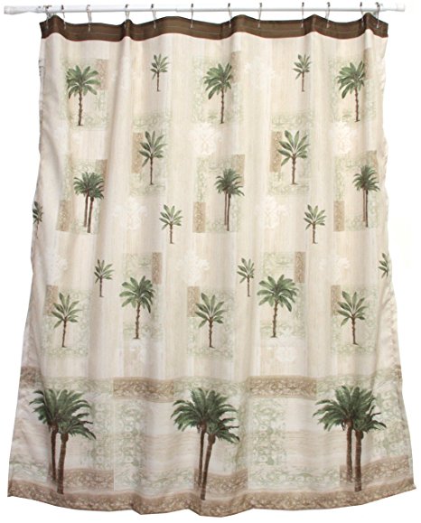 Bacova Guild Citrus Palm Fabric Shower Curtain, Beige/Green