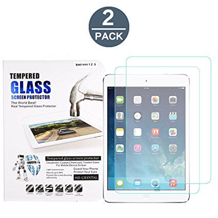(2 Pack) iPad Mini 1 2 3 Screen Protector, Abestbox 9H HD Premium Tempered Glass for iPad Mini1 / Mini2 / Mini3, Ultra Thin (0.26mm), 99.9% Light Transmission, Most Durable