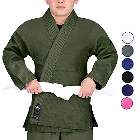 Elite Sports Kids BJJ GI, GIS for Youth Jiu Jitsu IBJJF Children’s Lightweight Brazilian Jiujitsu Kimono W/Preshrunk Fabric & Free Belt