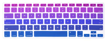 YYubao Super Stretchy Silicone Keyboard Cover Skin Protector for MacBook Pro 13" 15" 17" (with or Without Retina Display) & MacBook Air 13" Which Released Before 2016 and iMac - Ombre Purple & Blue