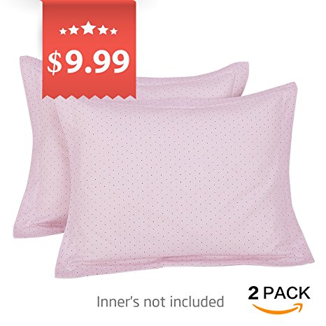 TILLYOU Toddler Travel Pillowcase Pillow Sham 16x20 2 Pack 100% Cotton Cozy Pillow Cases for Pillows Sized 14x19 15x20, Pink Dot