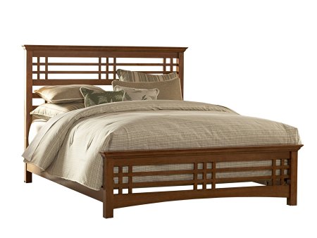 Avery Complete Bed with Wood Frame and Mission Style Design, Oak Finish, Full