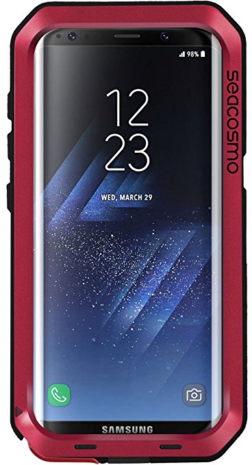 Galaxy S8 Plus Case, Seacosmo Full Body Military Rugged Heavy Duty Aluminum Shockproof Dual Layer Bumper Case Cover for Samsung Galaxy S8 , Red