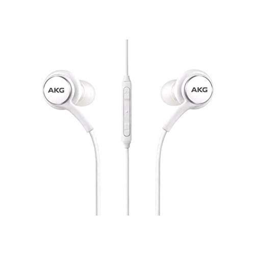 OEM UrbanX 2019 Stereo Headphones for Samsung Galaxy S10 S10e Plus Braided Cable - Designed by AKG - with Microphone and Volume Buttons (White)