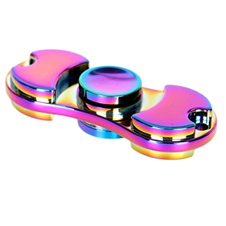 Tri-Spinner Fidgets Toy Metal EDC Sensory Fidget Spinner Hands Ceramic bearing Kids/Adult Funny Anti Stress Toys Gift (2 bearings, multicolor)