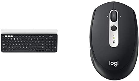 Logitech K780 Multi-Device Wireless Keyboard for Computer, Phone and Tablet & M585 Multi-Device Wireless Mouse – Bluetooth or USB, 2 Year Battery Life, Graphite