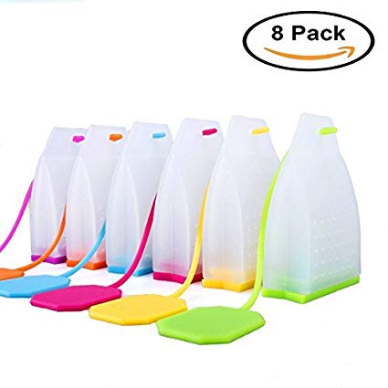 Mydio 8 Pack Silicone Reusable Tea Bag Candy Silicone Tea Infuser Strainer Set,Random color,Tea Party Supplies