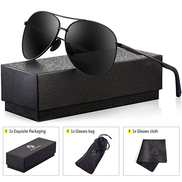 Polarized Aviator Sunglasses for Men - Feirdio Metal Frame Sports UV 400 Protection Mens Unisex Sunglasses 2261