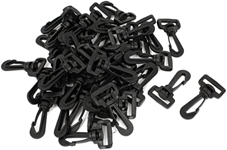 uxcell Luggage Belt Strap Black Plastic 1" Swivel Snap Hooks Buckle 40pcs