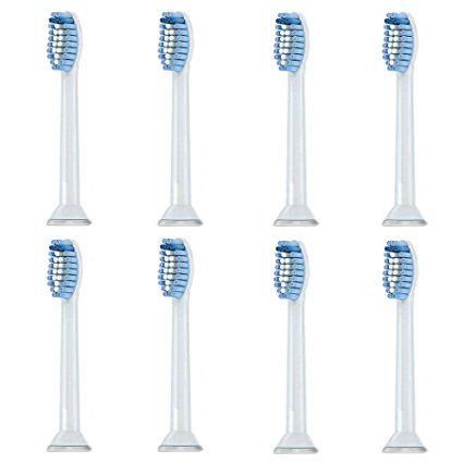 iHealthia Sensitive Replacement Toothbrush Heads for Philips Sonicare ProResults HX6053, 8-pack, fits Essence , Plaque Control, Gum Health, DiamondClean, FlexCare, HealthyWhite and EasyClean