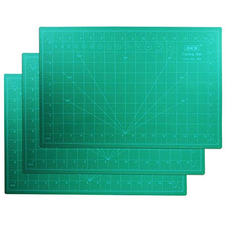 Cutting Mat Double Sided Rotary 3 Pack, GKS A3 (18" x 12") Self Healing Professional Long Lasting Thick Non-Slip Mat for Quilting, Sewing and All Arts & Crafts Projects (A3 3PCS)