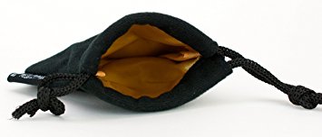 Small Dice Bag 3.75x4 Inch |Velvet High Quality Double Stitched Snag Proof Satin Lining | Holds 21 Dice Comfortably | Gold Interior With Black Exterior | Super Sturdy – Perfect For Small Sets | Lifetime Guarantee