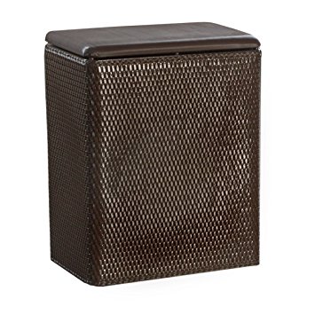 Lamont Home Carter Upright Wicker Laundry Hamper with Coordinating Padded Vinyl Lid, Chocolate