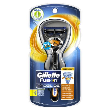 Gillette Fusion Proglide Men's Razor with Flex Ball Handle Technology and 2 Razor Blade Refills