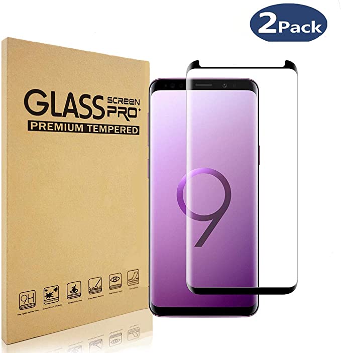Samsung Galaxy S9 Screen Protector, [2-Pack] [HD Clear][9H Hardness][Anti-Bubble] Tempered Glass Screen Protector Compatible with Samsung Galaxy S9 [Black]