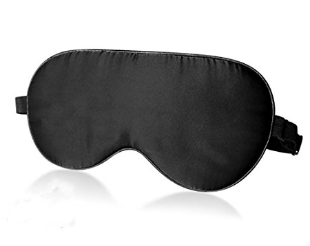 Silk Eye Mask for Women, Men, Kids; Super Smooth Lightweight and Breathable Blindfold for Travel Shift Work and Meditation (Black)