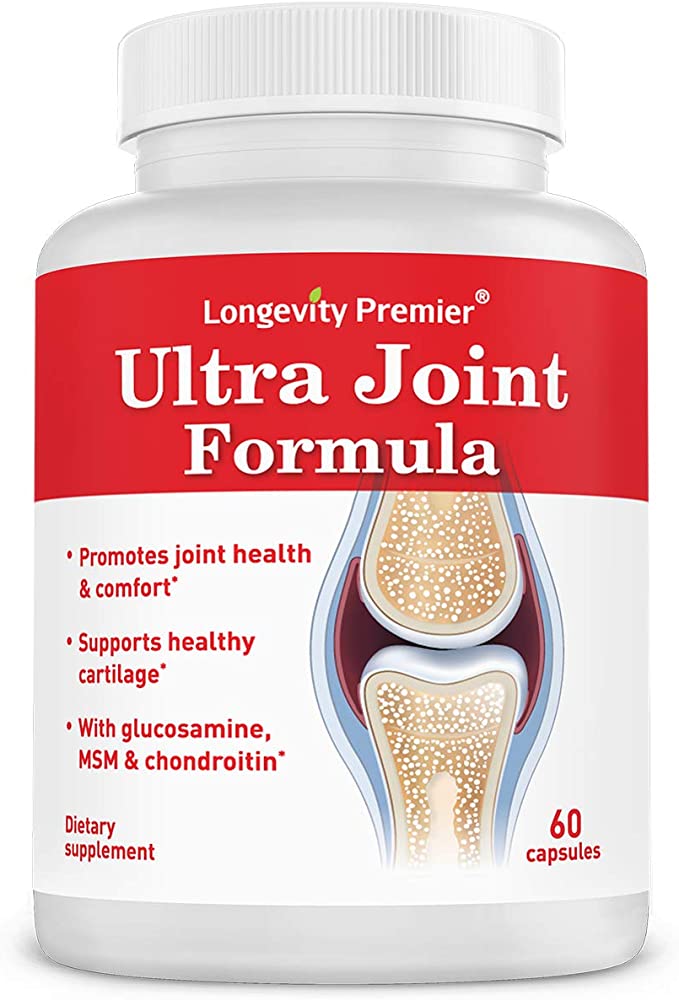Glucosamine Chondroitin with Turmeric MSM Boswellia - Longevity Ultra Joint Formula for Relief, Support and Health. Joint Supplement for Men and Women.