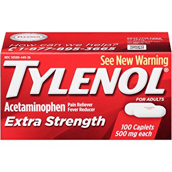 Tylenol Extra Strength Acetaminophen, 500 mg Caplets, 100 Count