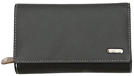 RFID Purse Genuine Leather Ladies Soft Wallet Womens Multi Colour 19 Card Slot (Grey Multi)