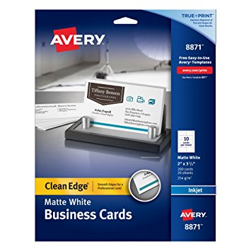 Avery Two-Side Printable Clean Edge Business Cards for Inkjet Printers, Matte, White, Pack of 200 (08871)